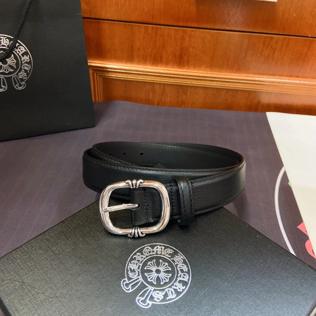 𝐂𝐡𝐫𝐨𝐦𝐞𝐇𝐞𝐚𝐫𝐭𝐬 Crow Heart Scout Flower Japanese Pin Buckle Belt [Fixed Style], the brass silver-plated buckle is paired with an imported wax leather belt, which is very cool. Width 3.0cmp480